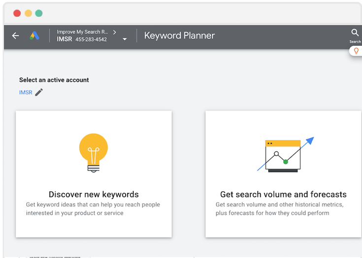 Google Keyword Planner - Discover Keywords