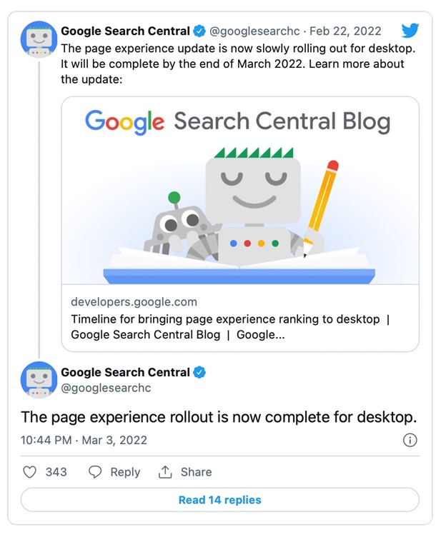 google page experience desktop rollout
